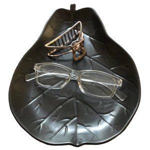 Pear Trinket Dish  Catch-All Tray Plate Platter Serveware Ceramic 10"x7" Brown